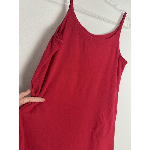 Oh My Gauze Dress Womens Large Red Maxi Sleeveless Pockets Cotton Summer Boho - Picture 4 of 14